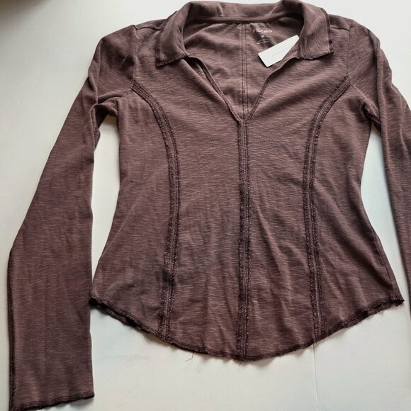 Pilcro Tops - Pilcro Anthropologie Collared V-neck Stitch Detail Top